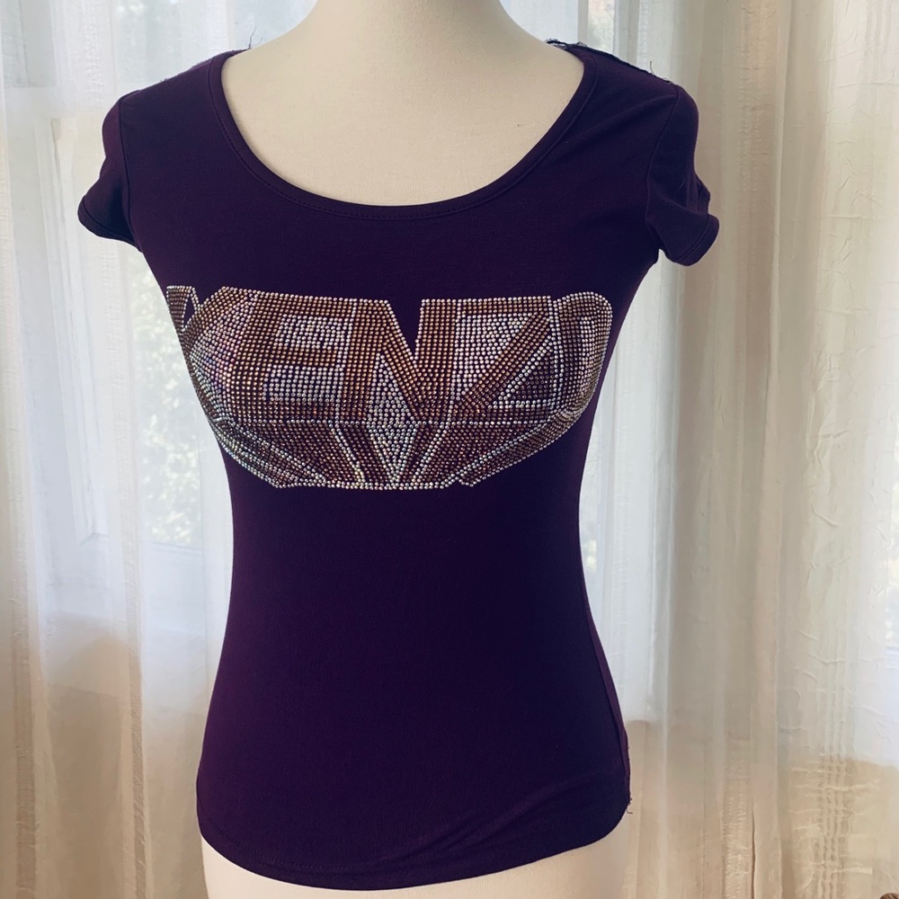 Kenzo Paris/Sparkly! Rich Plum Short Sleeve Top such a beautiful shirt!